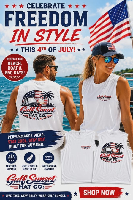White USA Gulf Sunset Muscle Tank