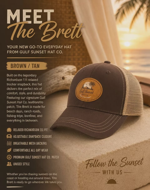The Brett - Brown and Khaki Trucker Hat – Gulf Sunset Hat Co