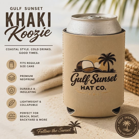 Cream and Brown Gulf Sunset Coozie