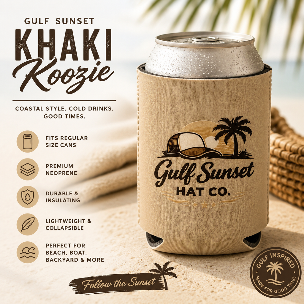 Cream and Brown Gulf Sunset Coozie