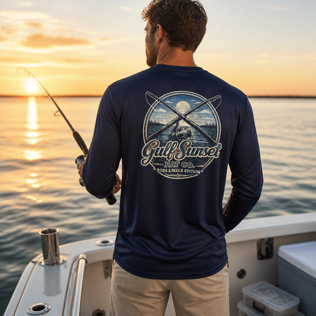 Gulf Sunset Hat Co. Rods and Reels Edition - performance Shirt