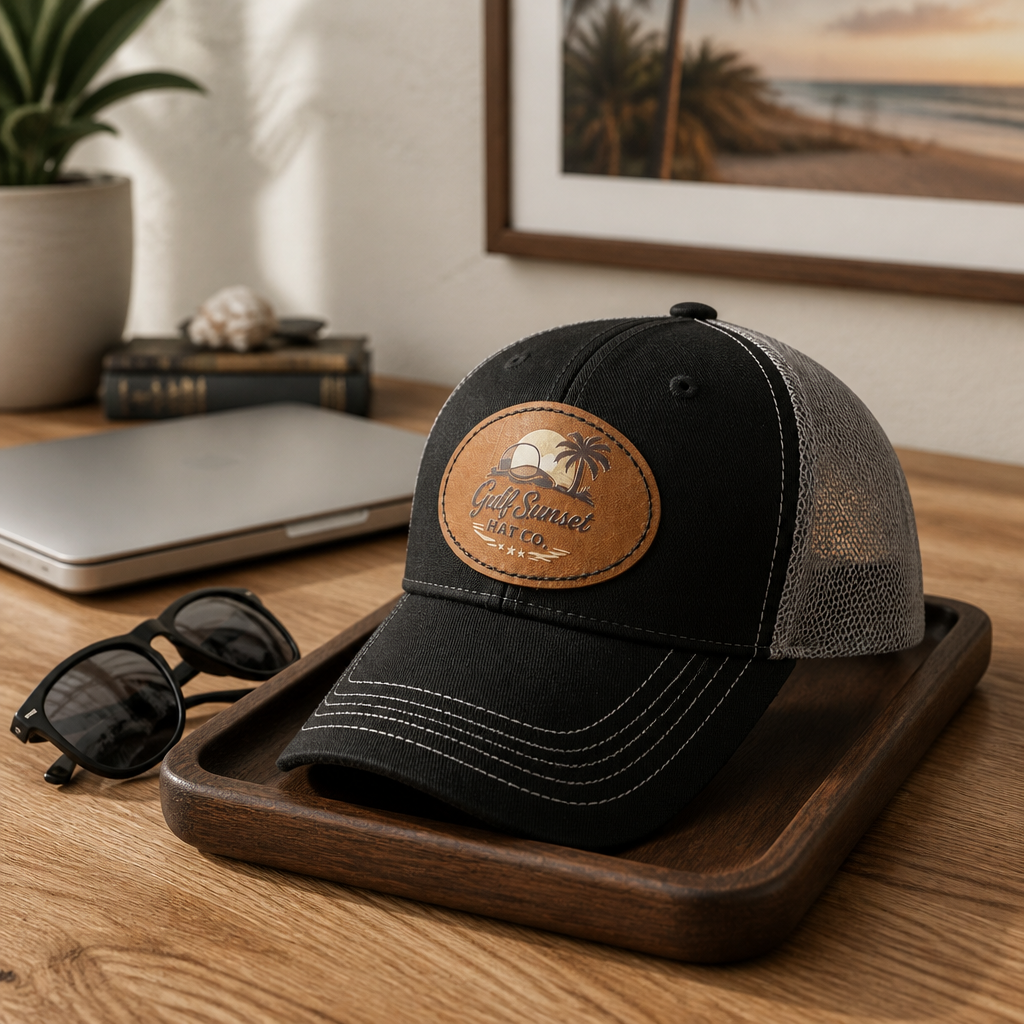 The Brett Black & Charcoal Trucker Hat – Gulf Sunset Hat Co