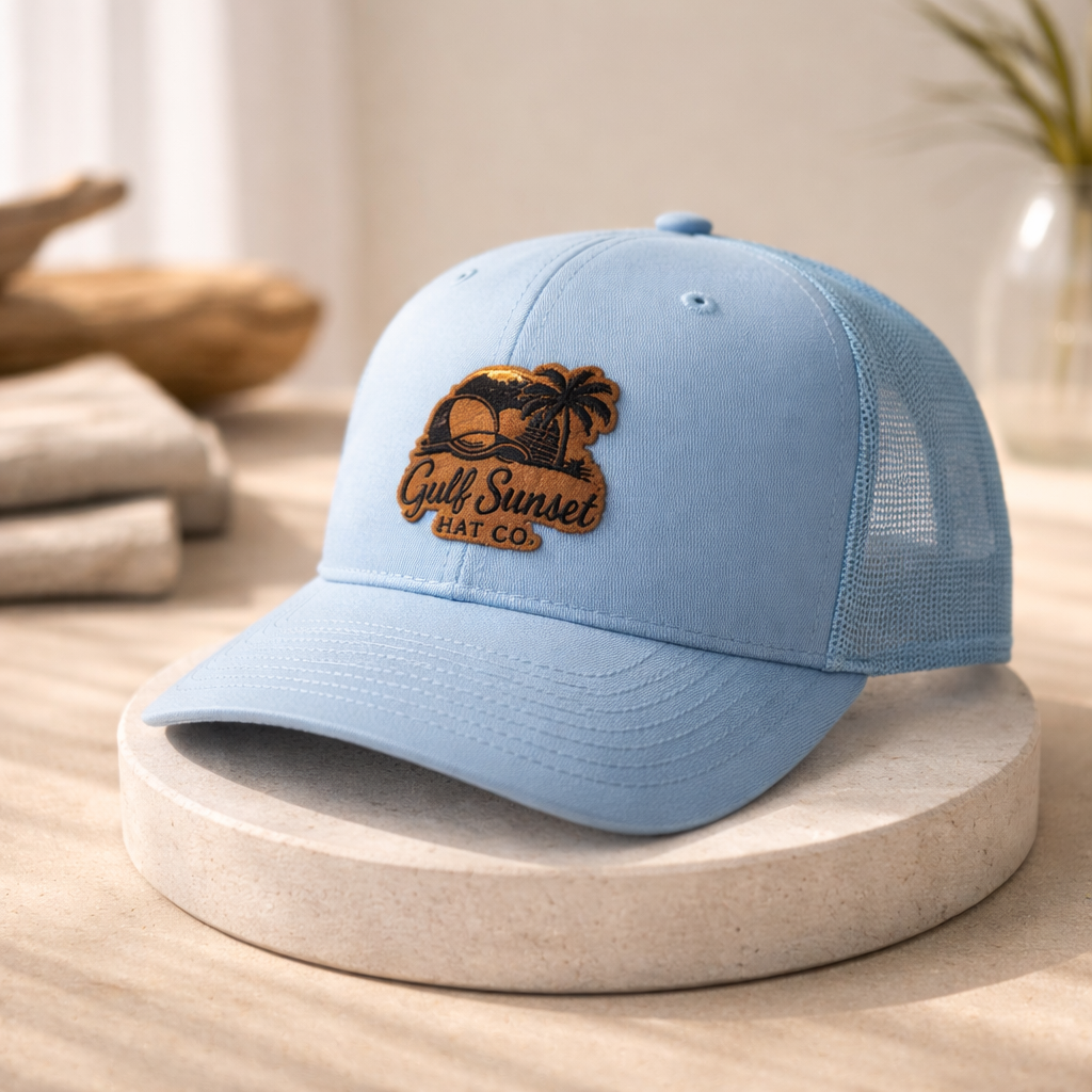 Light Blue Gulf Sunset Trucker Hat